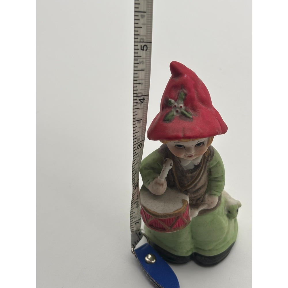 Vintage MWC 1980 Drummer Boy Bell Ceramic Bisque Figurine Drum Lamb Hand Painted - Picture 6 of 6